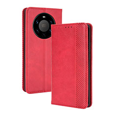 Coque Portefeuille Livre Cuir Etui Clapet BY4 pour Huawei Mate 40 Pro+ Plus Rouge