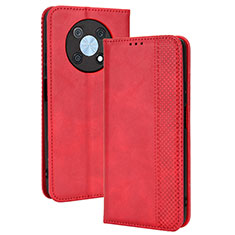 Coque Portefeuille Livre Cuir Etui Clapet BY4 pour Huawei Nova Y90 Rouge
