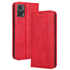 Coque Portefeuille Livre Cuir Etui Clapet BY4 pour Motorola Moto E22 Rouge