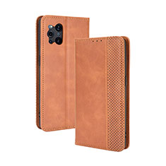 Coque Portefeuille Livre Cuir Etui Clapet BY4 pour Oppo Find X3 Pro 5G Marron