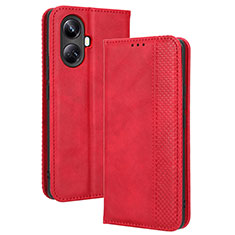 Coque Portefeuille Livre Cuir Etui Clapet BY4 pour Realme 10 Pro+ Plus 5G Rouge