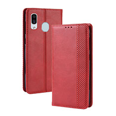 Coque Portefeuille Livre Cuir Etui Clapet BY4 pour Samsung Galaxy A30 Rouge
