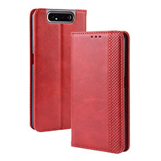 Coque Portefeuille Livre Cuir Etui Clapet BY4 pour Samsung Galaxy A80 Rouge