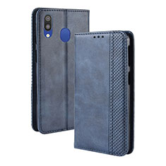 Coque Portefeuille Livre Cuir Etui Clapet BY4 pour Samsung Galaxy M20 Bleu