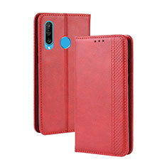 Coque Portefeuille Livre Cuir Etui Clapet BY4 pour Samsung Galaxy M30 Rouge