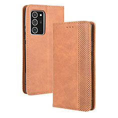 Coque Portefeuille Livre Cuir Etui Clapet BY4 pour Samsung Galaxy Note 20 5G Marron