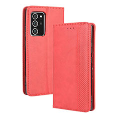 Coque Portefeuille Livre Cuir Etui Clapet BY4 pour Samsung Galaxy Note 20 5G Rouge
