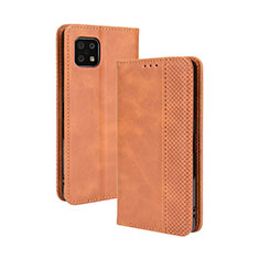 Coque Portefeuille Livre Cuir Etui Clapet BY4 pour Sharp Aquos Sense6s Marron