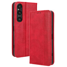 Coque Portefeuille Livre Cuir Etui Clapet BY4 pour Sony Xperia 1 V Rouge