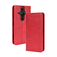 Coque Portefeuille Livre Cuir Etui Clapet BY4 pour Sony Xperia PRO-I Rouge