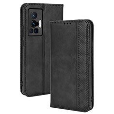 Coque Portefeuille Livre Cuir Etui Clapet BY4 pour Vivo X70 Pro 5G Noir