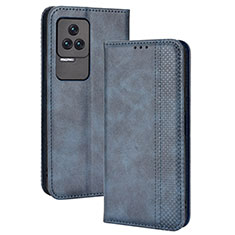 Coque Portefeuille Livre Cuir Etui Clapet BY4 pour Xiaomi Poco F4 5G Bleu