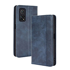 Coque Portefeuille Livre Cuir Etui Clapet BY4 pour Xiaomi Redmi K30S 5G Bleu