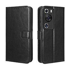 Coque Portefeuille Livre Cuir Etui Clapet BY5 pour Huawei P60 Pro Noir