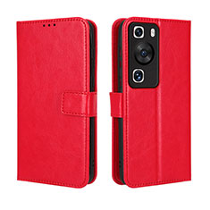 Coque Portefeuille Livre Cuir Etui Clapet BY5 pour Huawei P60 Pro Rouge