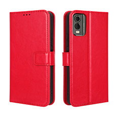 Coque Portefeuille Livre Cuir Etui Clapet BY5 pour Nokia C210 Rouge