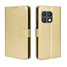 Coque Portefeuille Livre Cuir Etui Clapet BY5 pour OnePlus 10 Pro 5G Or