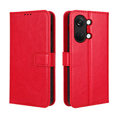 Coque Portefeuille Livre Cuir Etui Clapet BY5 pour OnePlus Ace 2V 5G Rouge