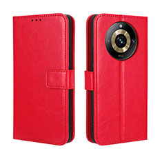 Coque Portefeuille Livre Cuir Etui Clapet BY5 pour Realme 11 Pro+ Plus 5G Rouge