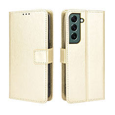 Coque Portefeuille Livre Cuir Etui Clapet BY5 pour Samsung Galaxy S22 Plus 5G Or