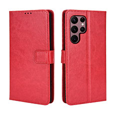 Coque Portefeuille Livre Cuir Etui Clapet BY5 pour Samsung Galaxy S22 Ultra 5G Rouge