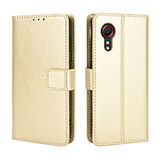 Coque Portefeuille Livre Cuir Etui Clapet BY5 pour Samsung Galaxy XCover 5 SM-G525F Or