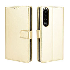 Coque Portefeuille Livre Cuir Etui Clapet BY5 pour Sony Xperia 1 III Or