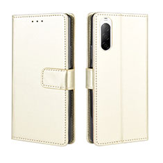 Coque Portefeuille Livre Cuir Etui Clapet BY5 pour Sony Xperia 10 II Or