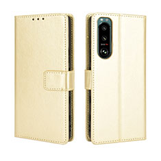 Coque Portefeuille Livre Cuir Etui Clapet BY5 pour Sony Xperia 5 III Or