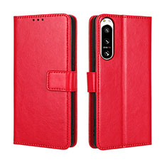 Coque Portefeuille Livre Cuir Etui Clapet BY5 pour Sony Xperia 5 IV Rouge