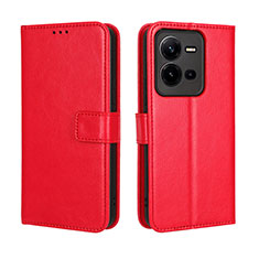 Coque Portefeuille Livre Cuir Etui Clapet BY5 pour Vivo X80 Lite 5G Rouge