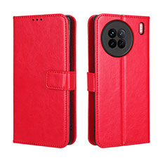 Coque Portefeuille Livre Cuir Etui Clapet BY5 pour Vivo X90 5G Rouge