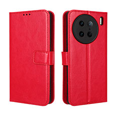 Coque Portefeuille Livre Cuir Etui Clapet BY5 pour Vivo X90 Pro 5G Rouge