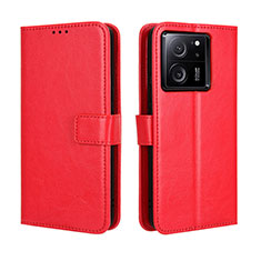 Coque Portefeuille Livre Cuir Etui Clapet BY5 pour Xiaomi Mi 13T 5G Rouge