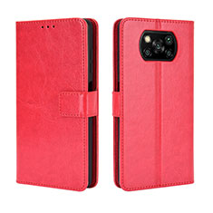 Coque Portefeuille Livre Cuir Etui Clapet BY5 pour Xiaomi Poco X3 NFC Rouge