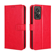 Coque Portefeuille Livre Cuir Etui Clapet BY5 pour Xiaomi Redmi 11 Prime 4G Rouge