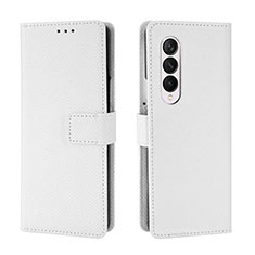 Coque Portefeuille Livre Cuir Etui Clapet BY6 pour Samsung Galaxy Z Fold3 5G Blanc