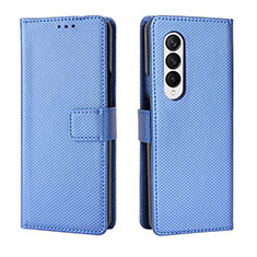 Coque Portefeuille Livre Cuir Etui Clapet BY6 pour Samsung Galaxy Z Fold3 5G Bleu