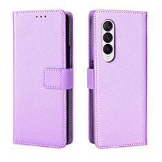 Coque Portefeuille Livre Cuir Etui Clapet BY6 pour Samsung Galaxy Z Fold3 5G Violet
