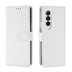 Coque Portefeuille Livre Cuir Etui Clapet BY6 pour Samsung Galaxy Z Fold4 5G Blanc