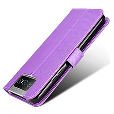 Coque Portefeuille Livre Cuir Etui Clapet BY7 pour Asus ZenFone 8 Flip ZS672KS Violet