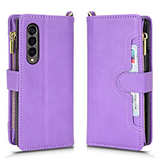 Coque Portefeuille Livre Cuir Etui Clapet BY8 pour Samsung Galaxy Z Fold3 5G Violet