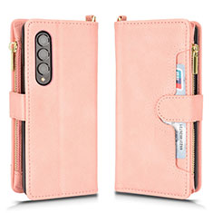 Coque Portefeuille Livre Cuir Etui Clapet BY8 pour Samsung Galaxy Z Fold4 5G Or Rose
