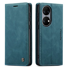 Coque Portefeuille Livre Cuir Etui Clapet C01S pour Huawei P50 Pro Bleu