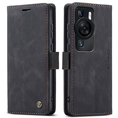 Coque Portefeuille Livre Cuir Etui Clapet C01S pour Huawei P60 Noir