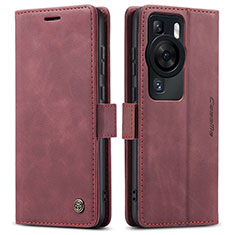 Coque Portefeuille Livre Cuir Etui Clapet C01S pour Huawei P60 Pro Vin Rouge