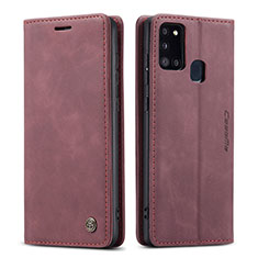 Coque Portefeuille Livre Cuir Etui Clapet C01S pour Samsung Galaxy A21s Vin Rouge