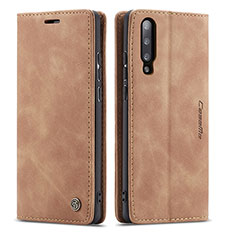 Coque Portefeuille Livre Cuir Etui Clapet C01S pour Samsung Galaxy A70 Brun Clair