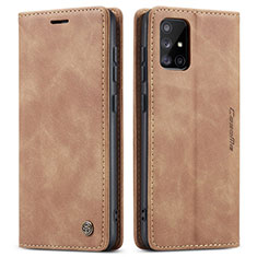 Coque Portefeuille Livre Cuir Etui Clapet C01S pour Samsung Galaxy A71 4G A715 Brun Clair