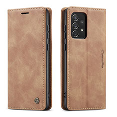 Coque Portefeuille Livre Cuir Etui Clapet C01S pour Samsung Galaxy A73 5G Brun Clair